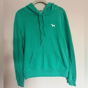 PINK Victoria’s Secret Teal Pullover Hoodie Logo Sweatshirt Size Small